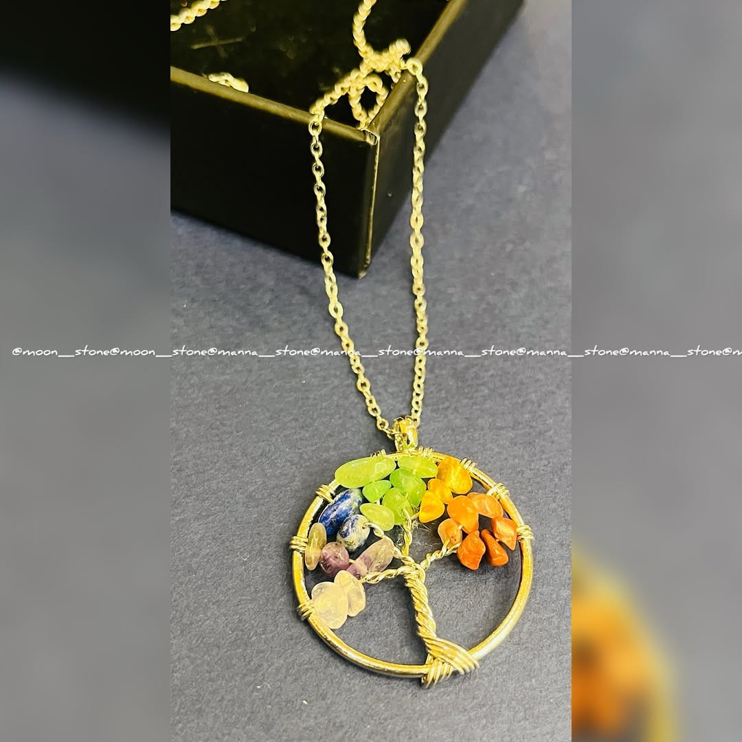 گردنبند درخت زندگی هفت چاکرا سنگ طبیعی