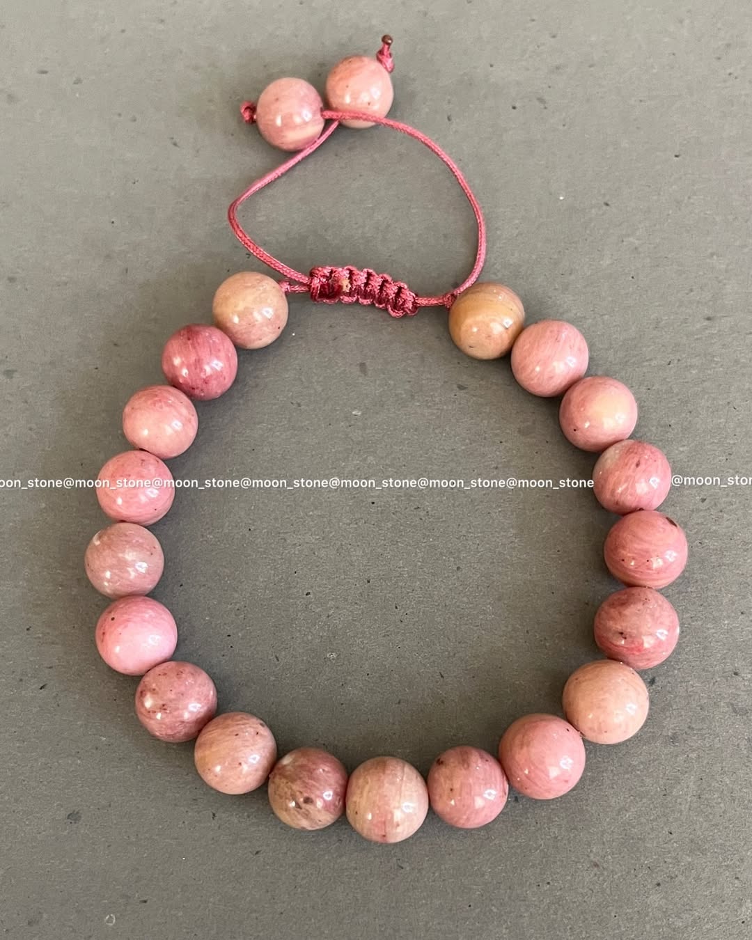 دستبند سنگ طبیعی رودونیت سایز ۸ میل