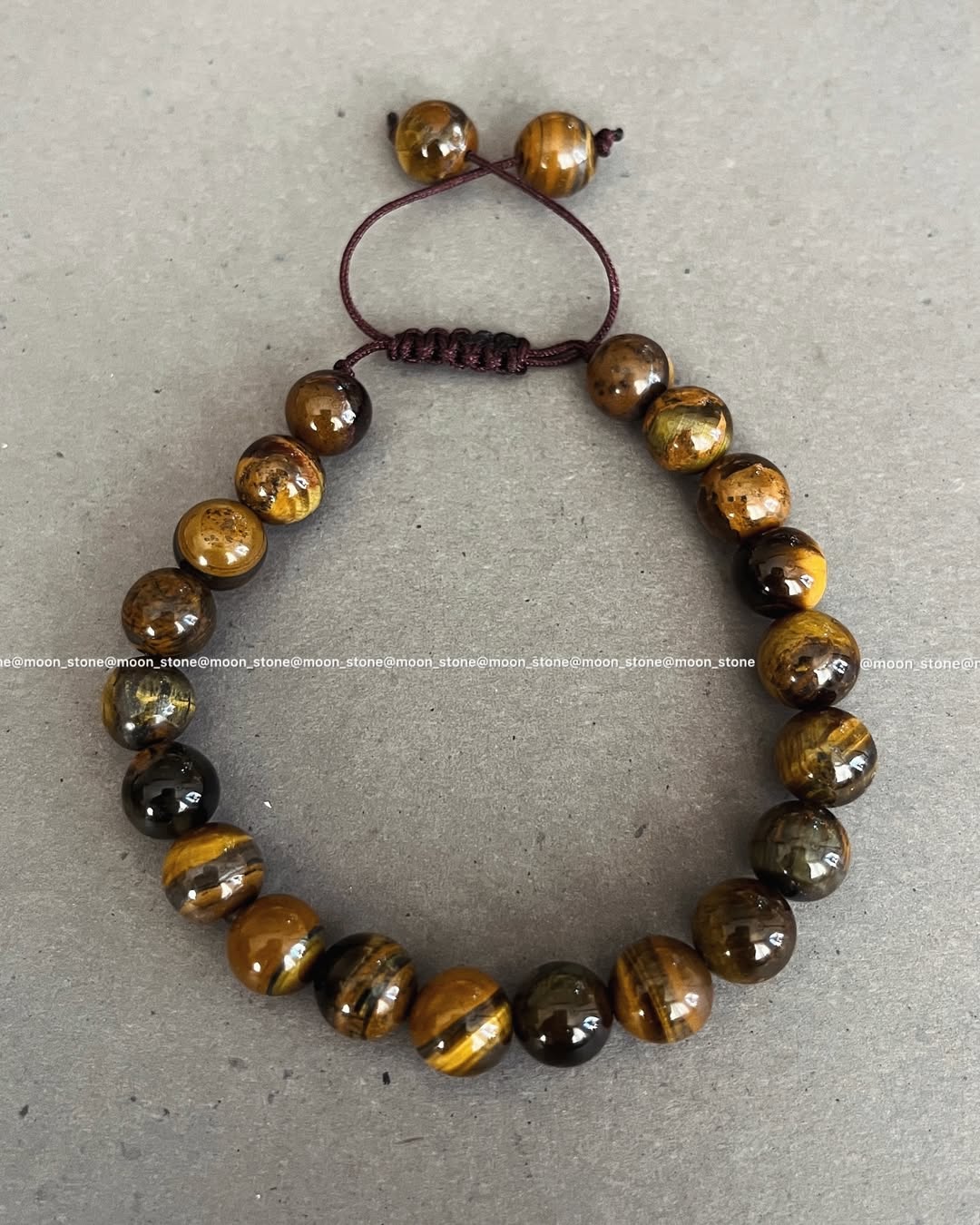 دستبند سنگ طبیعی چشم ببر سایز ۸ میل